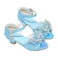 thumbnail image 1 of Zshosam Girl Mary Jane Shoes Girls Dress Shoes Toddler Heels Pumps Decorative Pearls Ankle Strap Flower Girl Little Big Kids Mary Jane School Wedding Party Princess Shoes Size 4,(Blue Big Kids 4), 1 of 7