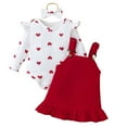 thumbnail image 1 of Zshosam Girl Outfit Sets Toddler Baby Girl Outfit Frill Long Sleeve Ribbed Knit Romper Overall Dress Outfit Set Fall Clothes Size 3 6 Months,(Red 3-6 Months), 1 of 5