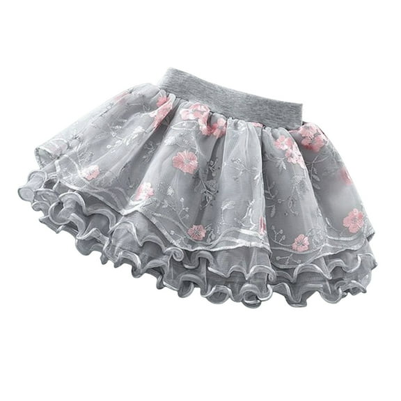 Zshosam Girl's Midi Skirts Tulle Tutu Skirt for Kids Toddler(Grey,12-18 Months)