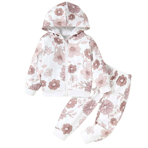 Zshosam Girls 2 Piece Outfits Girls Pullover Hoodie and Pants Clothing Set - Little and Big Girl Size 6 9 Months,(White 6-9 Months)