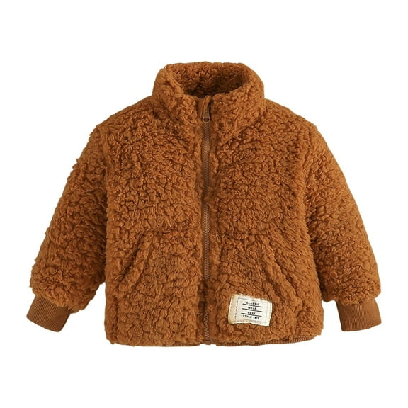 Zshosam Girls Bomber Jacket Casual Coat Zip Up Outerwear with Pockets(Brown,12-18 Months)