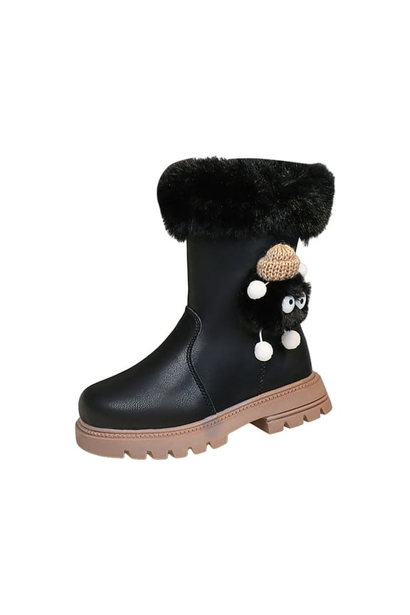 Girls' Boots Girls Ankle Boots Kids Ankle Booties Side Zipper Low Heel Outdoor Warm Shoes for Little Kids/Big Kids Size 11,(Black Little Kids 11)