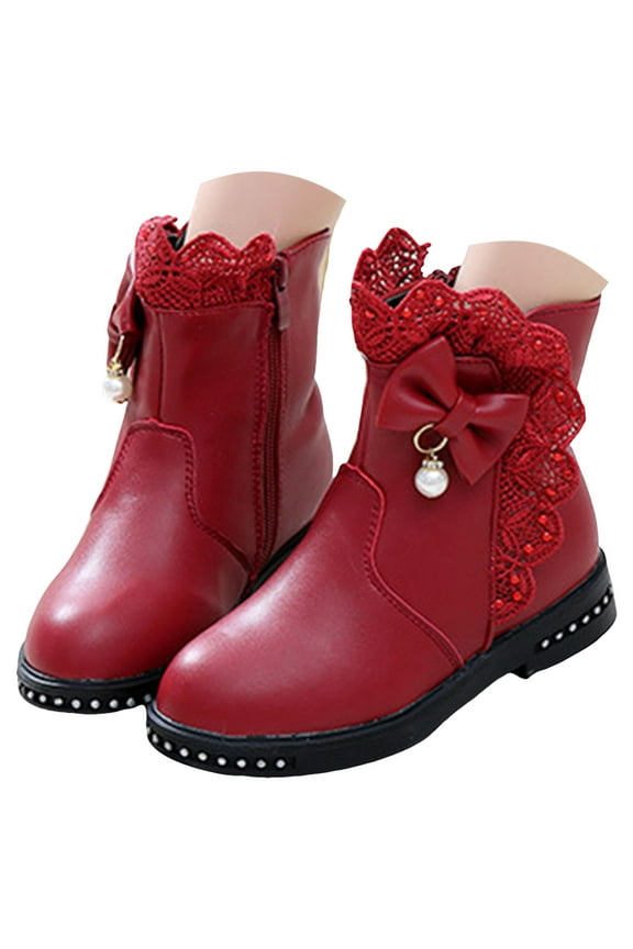 Girls Boots Girls Cowgirl Boots Cowboy Boots with Low Heel Western Embroidered Fashion Mid Calf Shoes for Toddler/Little Kid/Big Kid Size 13.5,(Wine Little Kids 13.5)