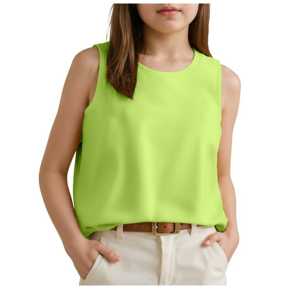 Zshosam Girls Camisole Girls Colorblock & Floral Print Ribbed Knit Tank Top Cute Clothes Fashion (Green,6-7 Years)