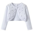 thumbnail image 1 of Zshosam Girls Cardigans Girls Cardigans Kids Casual Sleeve Open Front Knitted Sweater Size 7T 8T,(White 7-8 Years), 1 of 5