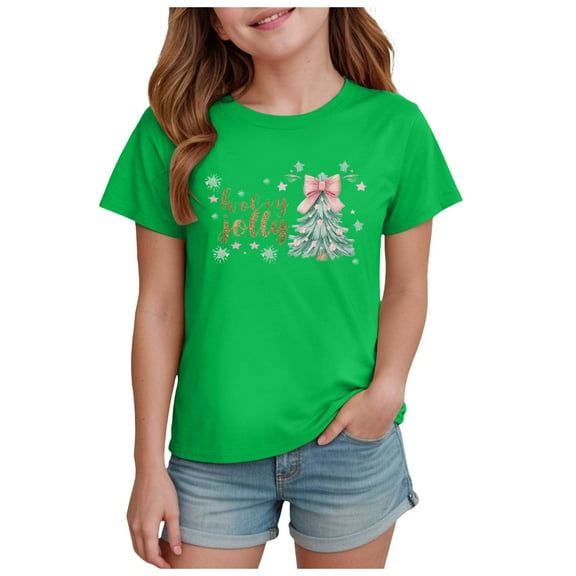 Zshosam Girls Christmas Shirt Toddler Christmas Shirts Girls Boys Christmas Tree Cake T Shirt Kids Xmas Tee Short Sleeve Tops Size 3T 4T,(Green 3-4 Years)