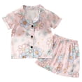 thumbnail image 1 of Zshosam Girls Clothes Big Girls Pajama Sets Prints Short Sleeve Button Top Shorts Kid Sleepwear Set Size 2T 3T,(Pink 2-3 Years), 1 of 8