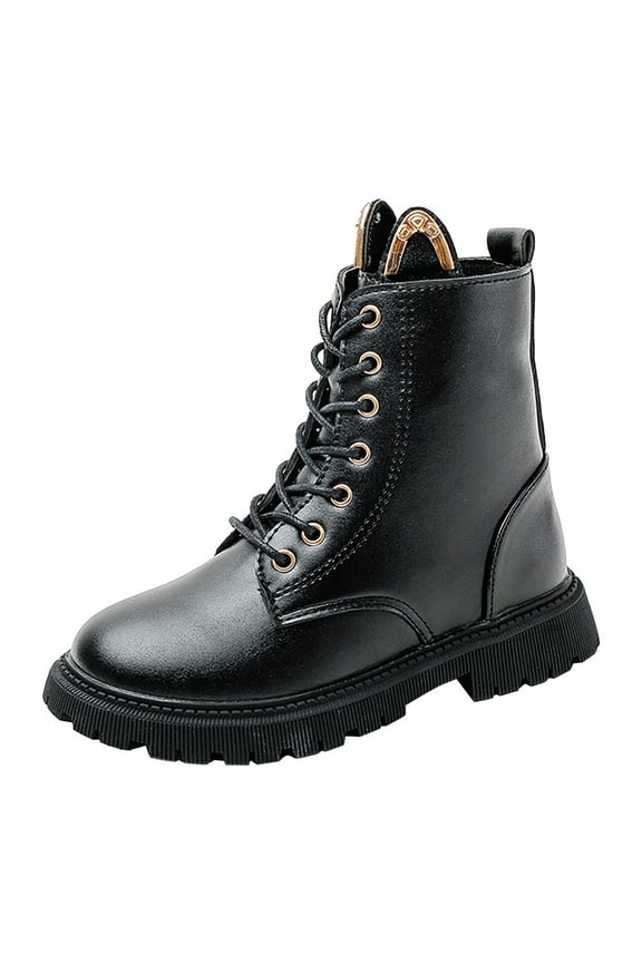 Girls Combat Boots Girls Bow Ankle Boots Ruffled Chunky Heel with Classic Side Zipper Dress Booties for Little Kids/Big Kids Size 13,(Black Little Kids 13)