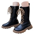 thumbnail image 1 of Zshosam Girls Cowgirl Boots Girls Lace Up Mid Calf Combat Boots Fashion Round Toe Side Zipper Sole Boot For Toddler Little Kid Big Kid Size 13,(Black Little Kids 13), 1 of 9