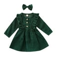 thumbnail image 1 of Zshosam Girls Dress Girls Dresses Kids Long Sleeve Crew Neck Dress Size 12 18 Months,(Green 12-18 Months), 1 of 8