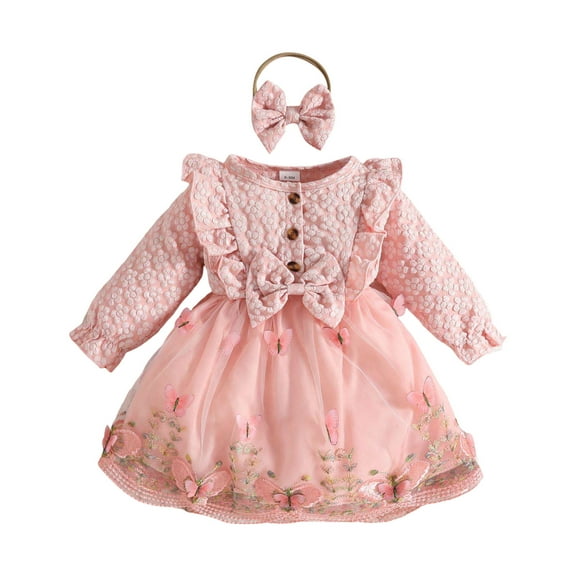 Zshosam Girls Dresses Girls Maxi Dress Long Sleeve Flowy Casual Dresses Size 2T 3T,(Light Pink 2-3 Years)