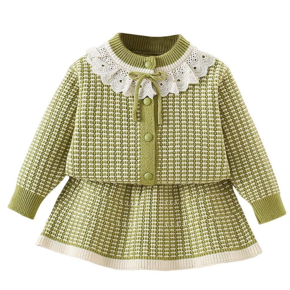 Zshosam Girls Fall Clothes Girls Skirt Sets Fall Outfits Long Sleeve Tops Plaid Skirts Shorts Clothing Sets Size 5T 6T,(Green 5-6 Years)