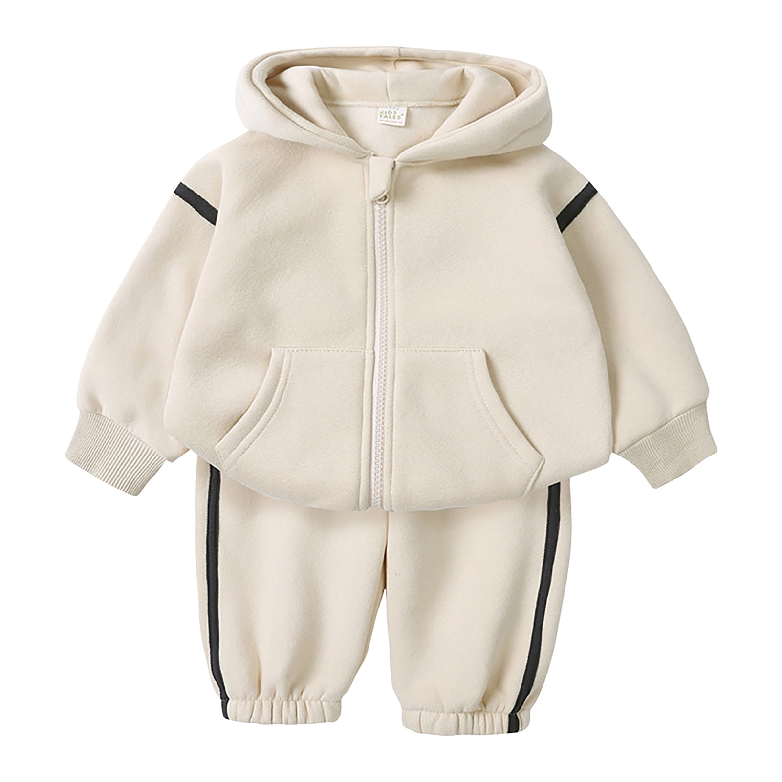 Zshosam Girls Fall Clothes Sets Toddler Fall Outfits for Girl Boy Long Sleeve Hoodie Top and Long Sweatpants Set Toddler Sweatsuit Size 18 24 Months,(Beige 18-24 Months)