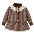 thumbnail image 1 of Zshosam Girls Fashion Outfits Toddler Baby Girl Fall Outfit Long Sleeve Sweatshirt Tops Mini A Line Skirt Kids Clothing Set Size 2T 3T,(Coffee 2-3 Years), 1 of 5