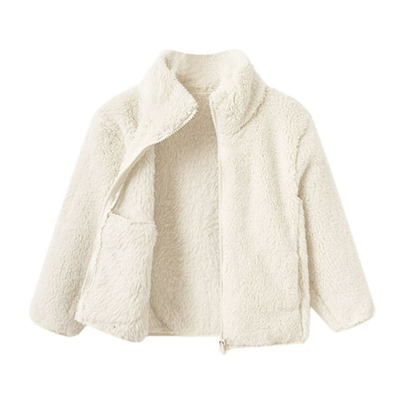 Zshosam Girls Fleece Coat Toddler Girls Boys Fleece Hoody Jacket Zip Up Coat Warm Winter Outwear Size 4T 5T,(White 4-5 Years)
