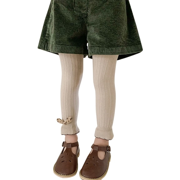 Zshosam Girls Fleece Leggings Girl's Footless Leggings Toddler Girls Stretchy Basic Leggings Pull On Tights for Everyday Wear Size 4T 6T,(Khaki 4-6 Years)