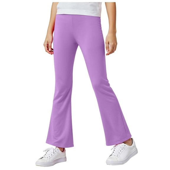 Zshosam Girls Fleece Leggings Girls Winter Warm Fleece Lined Leggings Thick Thermal Tights Pants Size 9T 10T,(Purple 9-10 Years)