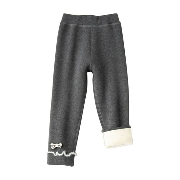 Zshosam Girls Fleece Lined Tights Kids Girls Stretchy Leggings Solid Lightweight Elastic Waist Footless Tights Teens Winter Ankle Length Pants Size 3T 4T,(Dark Gray 3-4 Years)