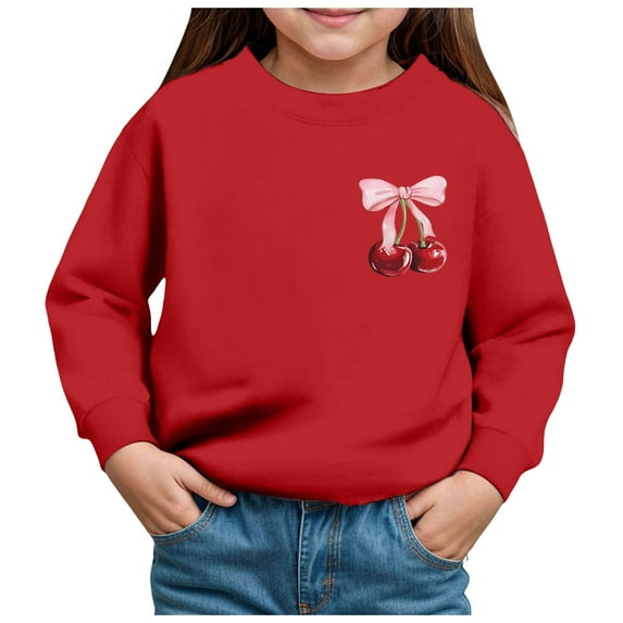 Zshosam Girls Graphic Crewneck Sweatshirt Toddler Girl Sweatshirt Clothes Outfit,Crewneck Clothing,Red 4 Years