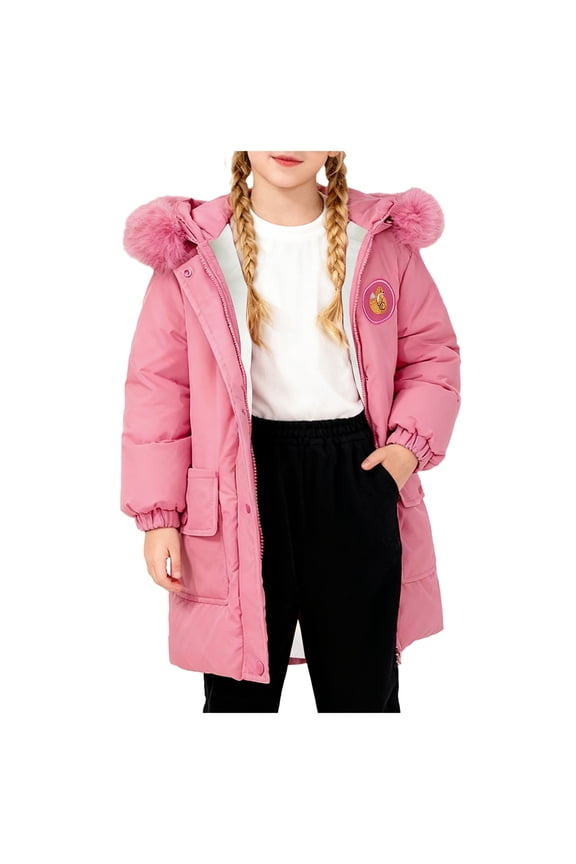 Girls Insulated Winter Coats Baby Ultralight Winter Hooded Jacket Coat Windproof Cute Warm Winter Outwear Size 3T 4T,(Watermelon Red 3-4 Years)