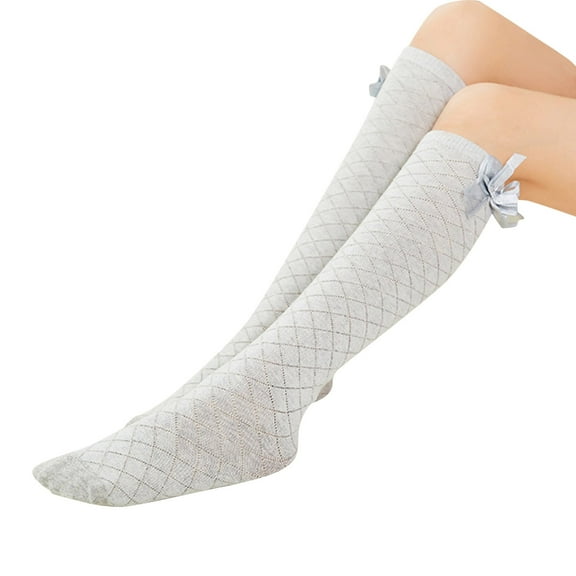 Zshosam Girls Knee High Socks Kids Boys School Uniform Seamless Cotton Socks Stockings(Grey,28)