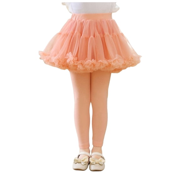 Zshosam Girls Leggings with Skirt Baby Toddler Girls' Tutu Leggings Ruffle Skirted Pants Footless Tights Size 7T 8T,(Pink 7-8 Years)