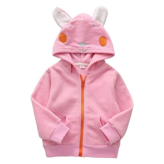 Zshosam Girls Lightweight Jacket Toddler Baby Girls Fall Clothes Fleece Jackets Hooded Zip Up Cute Prints Fuzzy Coats Size 4T 5T,(Pink 4-5 Years)