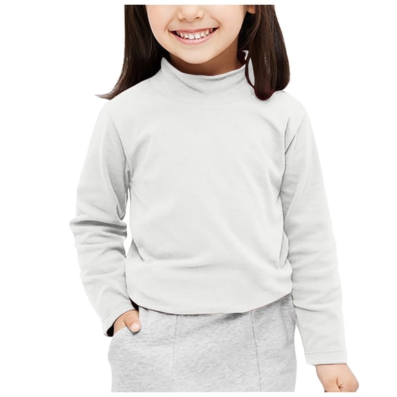 Zshosam Girls Long Sleeve Shirts Girls Long Sleeve T Shirts Button Down Slim Fit Tops Round Neck Ribbed Knit Shirts Size 10T 12T,(White 10-12 Years)