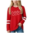 thumbnail image 1 of Zshosam Girls Long Sleeve Tees Girls Long Sleeve Ribbed Knit Shirts for Girls Button Down Slim Fit Tops Round Neck Blouses Size 7T 8T,(Red 7-8 Years), 1 of 4