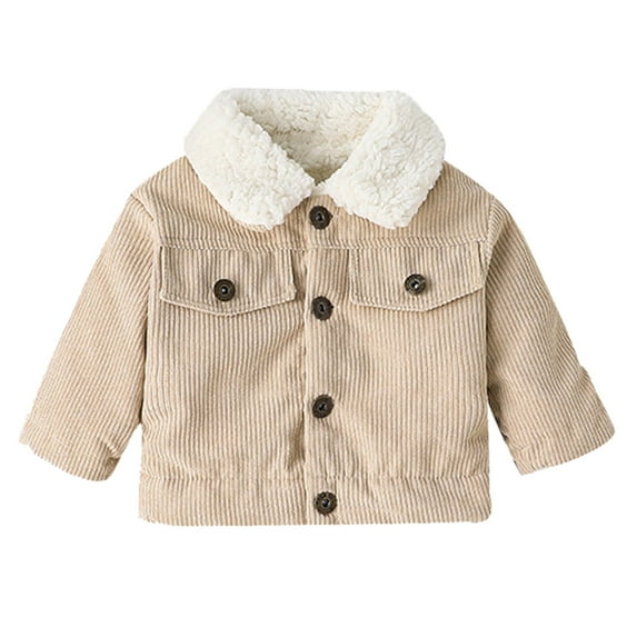 Zshosam Girls' Outerwear Jackets Baby Winter Fleece Button Jacket(Khaki,2-3 Years)