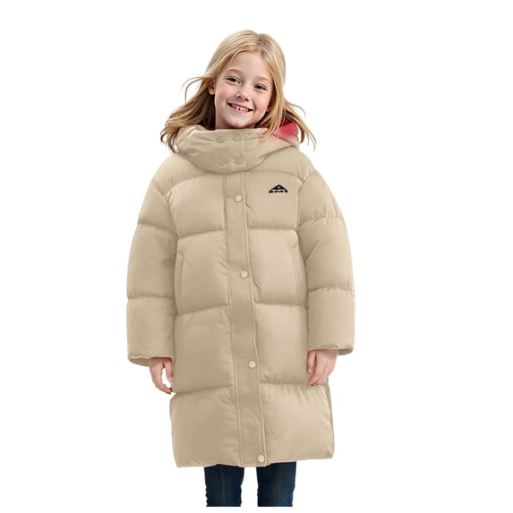 Zshosam Girls' Outerwear Jackets Girls Winter Jacket Heavyweight Soft Sherpa Fur Lined Jackets for Girls Insulated Puffer Winter Coat with Hood Size 5T 6T,(Khaki 5-6 Years)