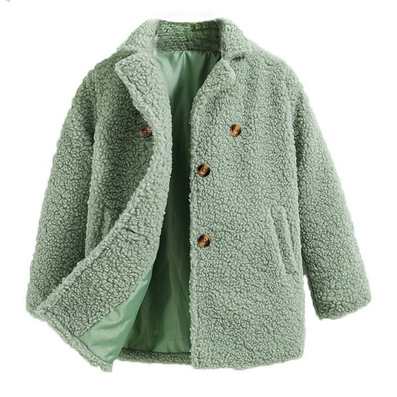 Zshosam Girls' Outerwear Jackets Sherpa Fleece Coat Lightweight Winter Jacket(Green,3-4 Years)