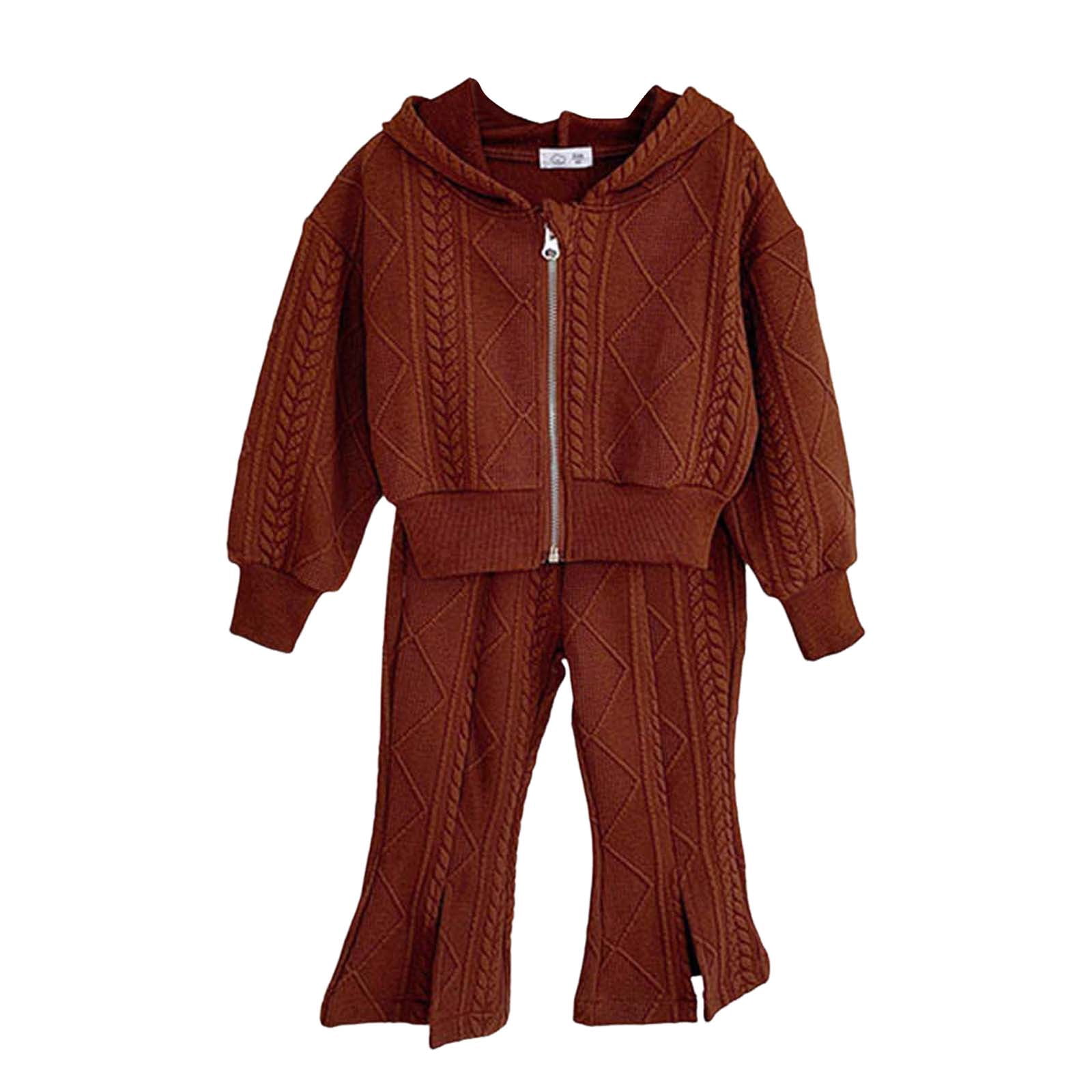 Zshosam Girls Outfit Baby Girl Clothes,Hoodie Tops with Pant Baby Girl Fall Outfits Size 3T 4T,(Coffee 3-4 Years)