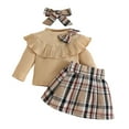 thumbnail image 1 of Zshosam Girls Outfits Fall Toddler Girl Fall Clothes Baby Turtleneck Solid Knitted Pullover Top A-Line Button Mini Skirt Set Girls Oufits Size 2T 3T,(Khaki 2-3 Years), 1 of 6