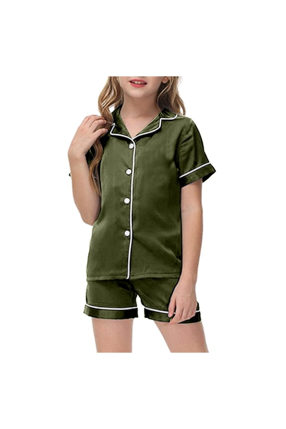 Girls Pajamas Girls Pajamas Summer Short Sleeve PJs Set Soft Sleepwear Trendy 2 Piece Loungwear for Big Kids Size 4T 5T,(AG 4-5 Years)
