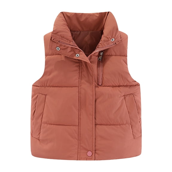 Zshosam Girls Puffer Vest with Hood Girls Puffer Vest Cropped Puffy Water Resistant with Pockets Lightweight Outerwear Vests Warm Sleeveless Size 7T 8T,(Red 7-8 Years)