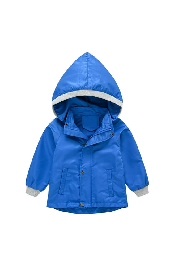 Girls Rain Jacket, Windbreaker Kids Raincoat Waterproof Zip Jacket with Fleece Liner(Dark Blue,5-6 Years)