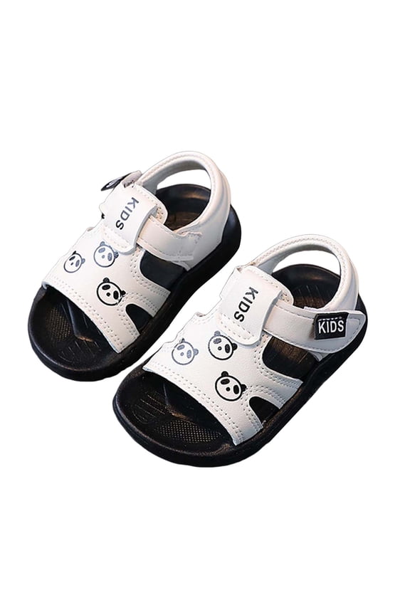 Girls Sandals Kids Adjustable Strap Slip-On Sandals Indoor and Outdoor EVA Footbed Shower for Girls and Boys Size 8.5,(White Toddler 8.5)