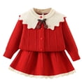 thumbnail image 1 of Zshosam Girls Skirt Toddler Girl Clothes Fall Winter Outfits Little Girl Ruffle Long Sleeve Knit Sweater Shirts Plaid Skirts Set Size 3T 4T,(Red 3-4 Years), 1 of 4