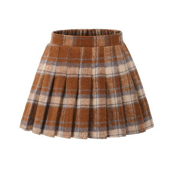 Zshosam Girls Skort Girl Pleated Skort Tennis Skirt with Shorts Stretch Waist Girls Skater Culottes Size 4T 5T,(Coffee 4-5 Years)