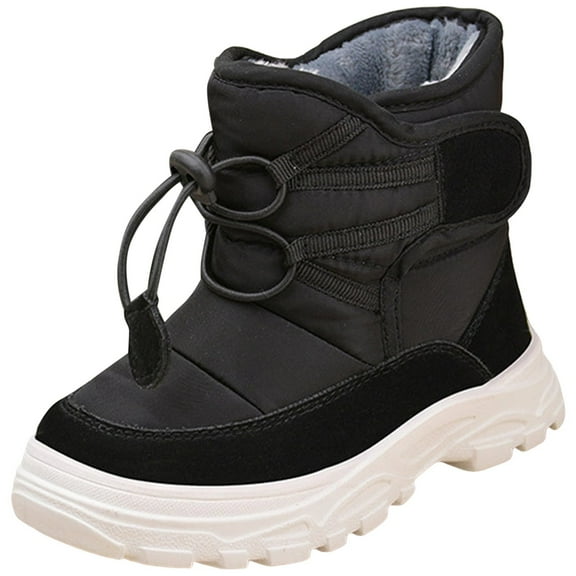 Zshosam Girls Snow Boots Boys Girls Snow Boots Waterproof Outdoor Warm Cozy Anti-Slip Mid Calf Lining Winter Shoes for Little/Big Kids Size 6.5,(Black Toddler 6.5)