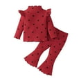 thumbnail image 1 of Zshosam Girls Spring Outfits Pattern Teen Girl Clothes Girls Outfits 3Pcs Long Sleeve Top Pants Kids Clothes Fall,Red 18-24 Months, 1 of 3