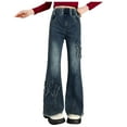 thumbnail image 1 of Zshosam Girls Straight Leg Jeans Girls Wide Leg Jeans Kids High Waisted Pants Stretch Long Pants with Pockets Size 10T 11T,(Blue 10-11 Years), 1 of 9