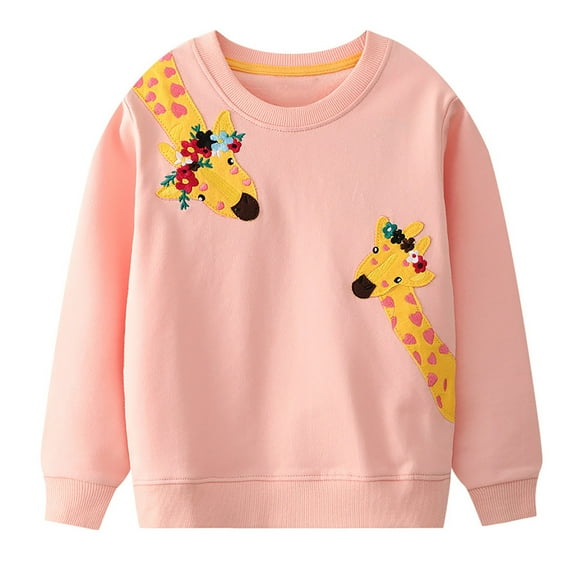 Zshosam Girls Sweatshirts Girls Sweatshirts Kids Casual Long Sleeve Shirts Tops,Pink 4-5 Years