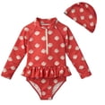 thumbnail image 1 of Zshosam Girls Swimsuit Baby Girl Swimsuit Summer One-Piece Infant Bathing Suit with Hat Long Sleeve Zipper Rash Guard Beach Swimwear Size 7T 8T,(Orange 7-8 Years), 1 of 7