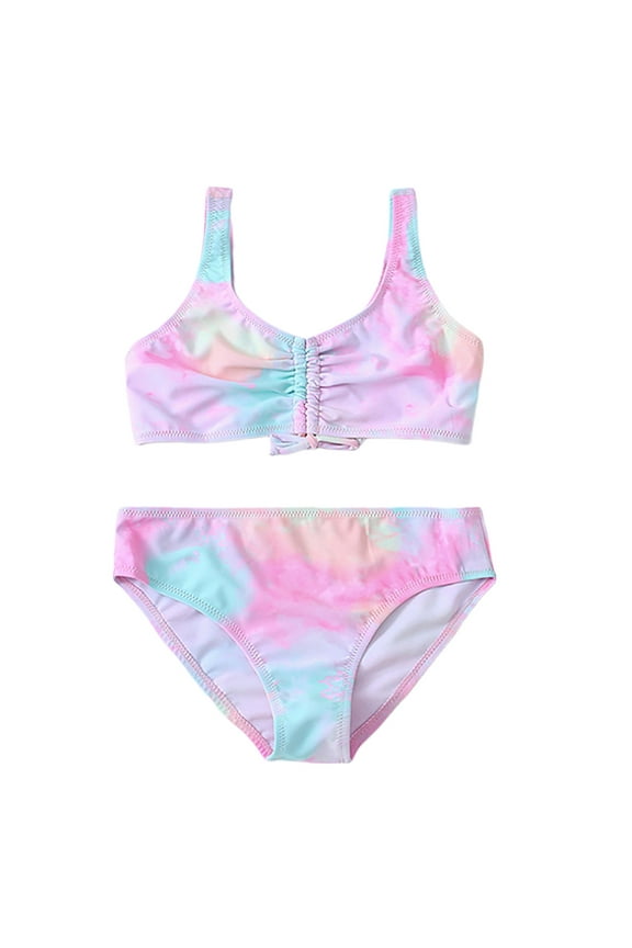 Girls Swimsuit with Shorts Girls Tankini Swimsuits 2-Piece Bathing Suit Criss Cross Straps for Kid Child Swimwear Swim Tops with Short Size 11T 12T,(Pink 11-12 Years)