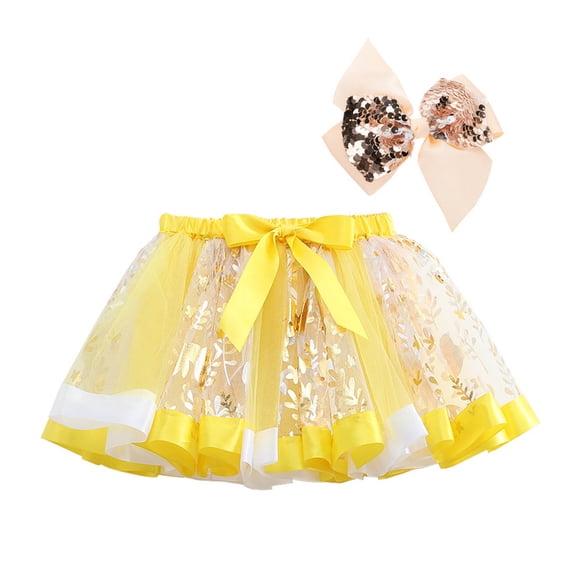 Zshosam Girls Tutu Girls Tutu Skirt Layers Tulle Tutus for Girls Fluffy Ballet Skort Up for Toddler Kids Children Size 2T 4T,(Yellow 2-4 Years)