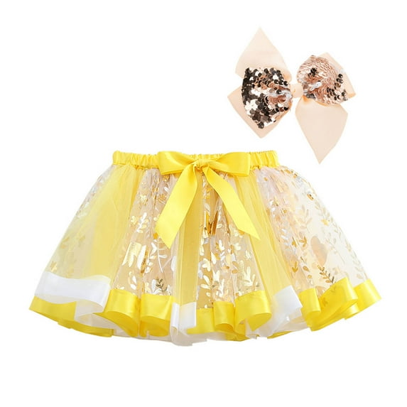 Zshosam Girls Tutu Skirt Toddler Tulle Skirt Little Girl Tutu Skirts Girls Short Skirt Size 6T 8T,(Yellow 6-8 Years)