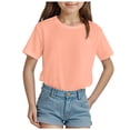 thumbnail image 1 of Zshosam Girls Uniform Shirts Girl'S Striped Short Sleeve T Shirts Crewneck Loose Fit Tunic Tops Summer Casual Blouses (Rose Gold,9-10 Years), 1 of 4