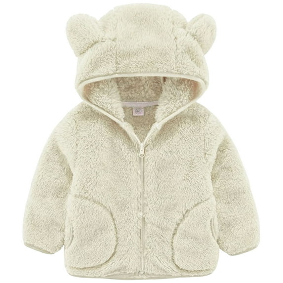 Zshosam Girls Winter Coats Boys and Girls Full Zip Fleece Jacket, Pockets, Made with Lightweight Fleece Size 5T 6T,(White 5-6 Years)